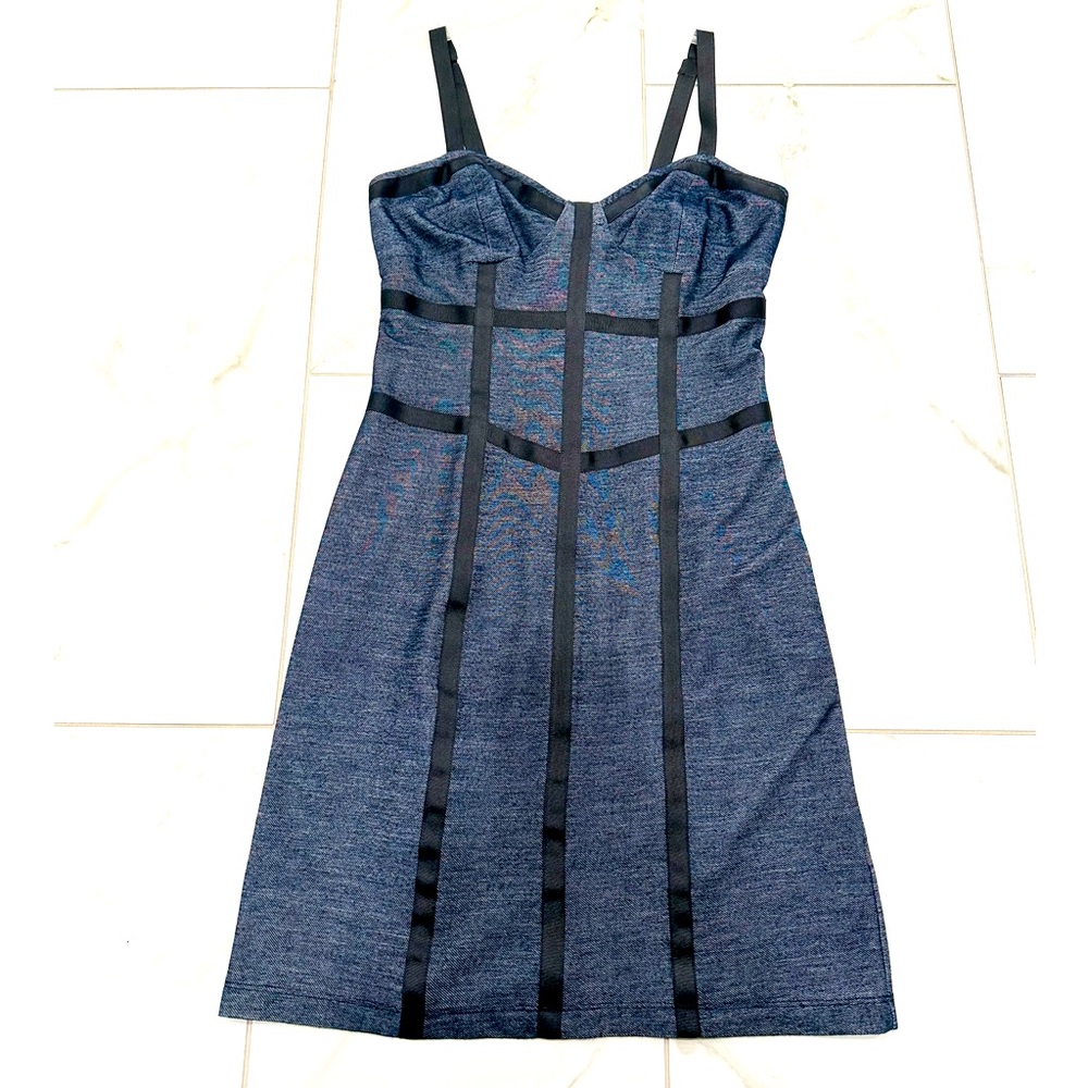 Aqua Chambray Denim Like Mini Dress - Small